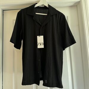 Black Zara Men Button Short Sleeve shirt BRAND NEW